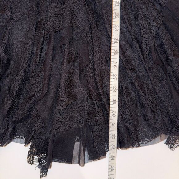 Free People Sheer Lace Mini Dress Black Tiered Flowy Ruffles Whimsigoth sz S - Picture 12 of 15